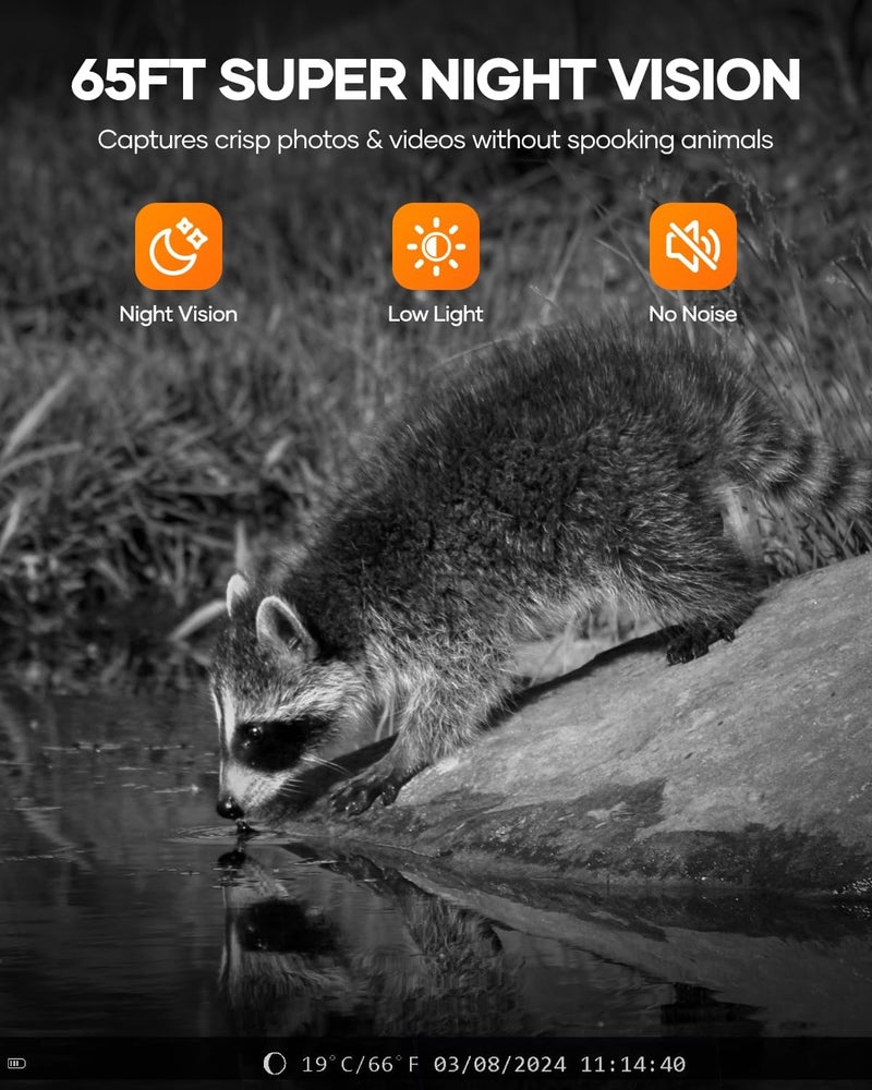 Assark Solar Trail Camera 48MP 30FPS, WiFi Bluetooth Game Camera with Motion Activated 0.2s Trigger, Night Vision Motion Activated IP66 Waterproof for Wildlife Scouting with 32GB Micro SD Card - Image 5